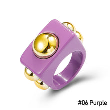Load image into Gallery viewer, Geometric Solid Color Acrylic Women Ring Fashion Candy-colored Acrylic Ring Ins Style Simple Personality Resin Ring Jewelry