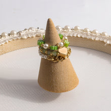 Load image into Gallery viewer, Cute Multi Beaded Imitation Pearl Colorful Crystal Adjustable Rope Chain Rings For Women Continuous Circle Minimalist Ring
