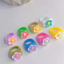 Load image into Gallery viewer, Fashion Flower Summer Resin Creative Cute Personality Fresh Plastic Sun Flower Ring Women Girls Jewelry Gift