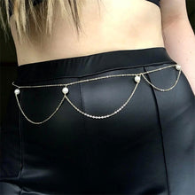 Load image into Gallery viewer, Fashion Women Metal Waist Chain Fashion All-match Pearl Hollow Sexy Waist Chain Decoration Belt Apparel Body Accessories