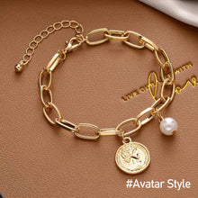 Load image into Gallery viewer, Golden Pendant Bracelet For Women Retro Punk Gothic Portrait Coin Cross Pearl Bracelet Jewelry