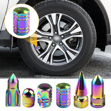 Load image into Gallery viewer, Multicolor Aluminum Alloy Car Wheel Tire Valve Caps Tyre Rim Stem Covers Airdust Waterproof For Automobiles Motorcycles Bikes