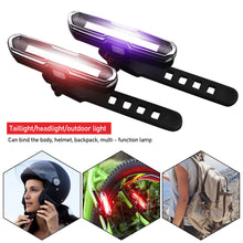 Load image into Gallery viewer, 3 Color Helmet Light LED 5 Modes Headlight USB Bike Lamp Tail Lights Flashlight Bike Rear Light For Running Cycling Camping
