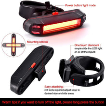 Load image into Gallery viewer, Bicycle Rear Light Waterproof USB Rechargeable LED Safety Warning Lamp Bike Flashing Accessories Cycling Taillight