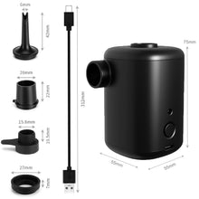 Load image into Gallery viewer, Mini Air Pump For Mattress Mat Camping Outdoor Portable Electric Inflator USB Charging Swimming Ring Vacuum Pump with 4 Nozzles
