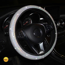 Load image into Gallery viewer, Diamond Rainbow Bling Bling Crystal Car Steering Wheel Cover PU Leather Auto Accessories Case Car Styling 14.5-15 Inch Vehicle