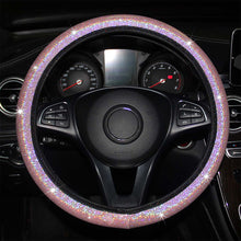 Load image into Gallery viewer, Diamond Rainbow Bling Bling Crystal Car Steering Wheel Cover PU Leather Auto Accessories Case Car Styling 14.5-15 Inch Vehicle