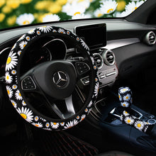 Load image into Gallery viewer, 38cm Daisy Flower Car Steering Wheel Cover Hand Brake Set Auto Interior Decoration Knitted Steering Wheel Cover Car Accessories