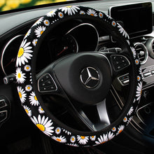 Load image into Gallery viewer, 38cm Daisy Flower Car Steering Wheel Cover Hand Brake Set Auto Interior Decoration Knitted Steering Wheel Cover Car Accessories