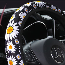 Load image into Gallery viewer, 38cm Daisy Flower Car Steering Wheel Cover Hand Brake Set Auto Interior Decoration Knitted Steering Wheel Cover Car Accessories