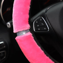 Load image into Gallery viewer, 37-38cm Diameter Universal Soft Plush Rhinestone Car Steering Wheel Cover Interior Accessories Steering-Cover Car-styling