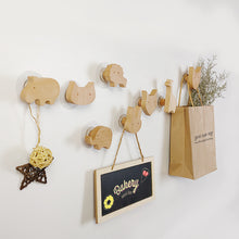 Load image into Gallery viewer, Cute Cartoon Wood Hook Kids Room Mounted Hook Towels Coat Bags Clothes Storage Hook Self Adhesive Wall Hanger Mounted Children Room Storage Rack