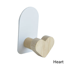 Load image into Gallery viewer, Self Adhesive Wood Hook Non Track Wall Mounted Towel Coat Hat Clothes Rack Kids Room Decoration Storage Hook