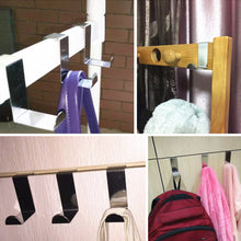 Load image into Gallery viewer, 6pcs/set Z Type Door Hanger Hook Stainless Steel Over Cabinet Draw Hook Kitchen Bathroom Towel Hanger Holder Bedroom Closet Over Rack