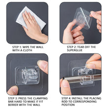 Load image into Gallery viewer, 2pcs/set Self Adhesive Curtain Rod Bracket Holder Bathroom Towels Self Holder Kitchen Rod Hanging Clip Wall Hooks Punch Free Holder Clips