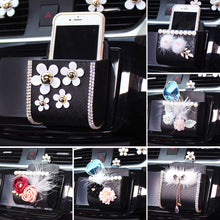 Load image into Gallery viewer, Car Outlet Air Vent Crystal Diamond Crown Trash Box for Auto Mobile Phone Holder Pouch Organizer Hanging Storage Bag