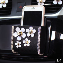 Load image into Gallery viewer, Car Outlet Air Vent Crystal Diamond Crown Trash Box for Auto Mobile Phone Holder Pouch Organizer Hanging Storage Bag