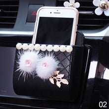 Load image into Gallery viewer, Car Outlet Air Vent Crystal Diamond Crown Trash Box for Auto Mobile Phone Holder Pouch Organizer Hanging Storage Bag