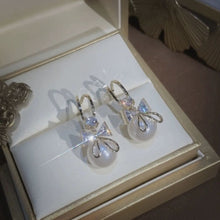 Load image into Gallery viewer, Korea S925 Silver Needle Rhinestone Bow Pearl Earrings for Women Fashion Gift