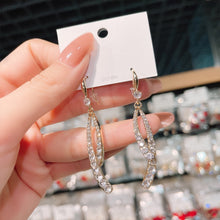 Load image into Gallery viewer, Korea S925 Silver Needle Rhinestone Cross Tassel Earrings For Women Jewelry Gift