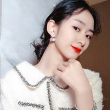 Load image into Gallery viewer, Korea Women S925 Silver Needle Rhinestone Bow Heart Pearl Earrings Fashion Accessories