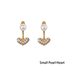 Load image into Gallery viewer, Korea Women S925 Silver Needle Rhinestone Bow Heart Pearl Earrings Fashion Accessories