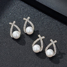 Load image into Gallery viewer, Korea Women Rhinestone Pearl Earrings Ear Stud Fashion Accessories