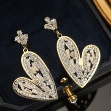 Load image into Gallery viewer, Fashion Women S925 Silver Needle Korean Diamond Inlaid Heart Earrings
