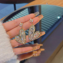 Load image into Gallery viewer, Fashion Women S925 Silver Needle Korean Diamond Inlaid Heart Earrings
