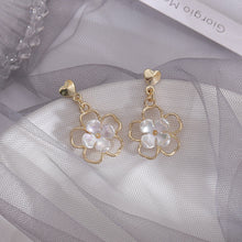 Load image into Gallery viewer, S925 Silver Needle Hollow Flower Earrings Heart Stud Fashion Women Jewelry