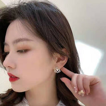 Load image into Gallery viewer, Fashion Women Flower Pearl Earrings Fairy Camellia Rhinestone Earrings Jewelry