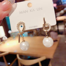 Load image into Gallery viewer, 925 Silver Needle Korea Knotted Pearl Earrings Unique Degisn for Women Jewelry