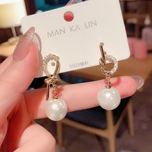 Load image into Gallery viewer, 925 Silver Needle Korea Knotted Pearl Earrings Unique Degisn for Women Jewelry