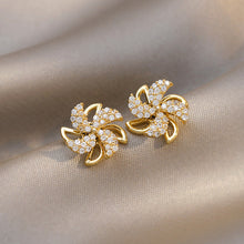 Load image into Gallery viewer, Gold Rhinestone Flower Earrings Rotatable Windmill Earring Women Jewelry Fashion Accessories