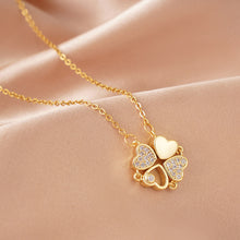 Load image into Gallery viewer, New 2 In 1 Removable Heart Necklacec Rhinestone Four Leaf Clover Clavicle Chain Choker Women Jewelry