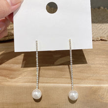 Load image into Gallery viewer, Long Tassel Pearl Earrings Elegant Rhinestone Earring Women Jewelry Fashion Accessories