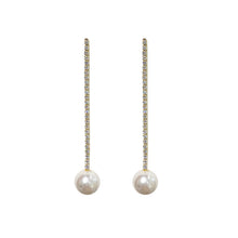 Load image into Gallery viewer, Long Tassel Pearl Earrings Elegant Rhinestone Earring Women Jewelry Fashion Accessories
