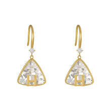 Load image into Gallery viewer, Korea Letter Diamond Earrings Geometric Triangle Ear Hook Earring Women Jewelry