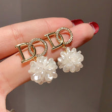 Load image into Gallery viewer, Korea Women S925 Silver Needle Pearl Earrings Micro Diamond Inlaid Flower Earrings