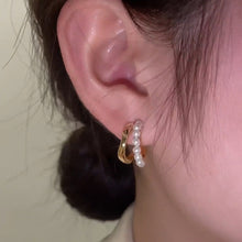 Load image into Gallery viewer, Korea Women Gold Pearl Earrings Jewelry Fashion Accessories