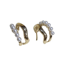 Load image into Gallery viewer, Korea Women Gold Pearl Earrings Jewelry Fashion Accessories