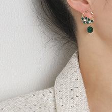 Load image into Gallery viewer, Retro Silver Needle Cmerald Oil Drop Flower Earrings for Women Jewelry Gift