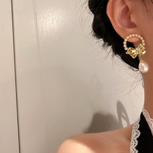 Load image into Gallery viewer, Korea Silver Needle Pearl Bow Earrings Fairy Earring for Women Jewelry Gift