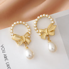 Load image into Gallery viewer, Korea Silver Needle Pearl Bow Earrings Fairy Earring for Women Jewelry Gift