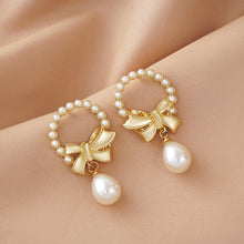 Load image into Gallery viewer, Korea Silver Needle Pearl Bow Earrings Fairy Earring for Women Jewelry Gift