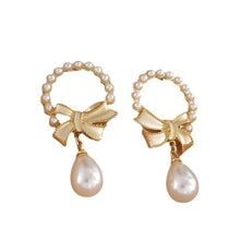 Load image into Gallery viewer, Korea Silver Needle Pearl Bow Earrings Fairy Earring for Women Jewelry Gift