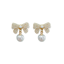 Load image into Gallery viewer, Korea Silver Needle Pearl Bow Earrings Fairy Earring for Women Jewelry Gift
