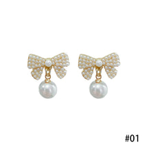 Load image into Gallery viewer, Korea Silver Needle Pearl Bow Earrings Fairy Earring for Women Jewelry Gift