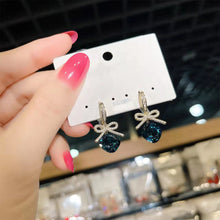 Load image into Gallery viewer, Women Rhinestone Double Bow Earrings Fairy Earring Ear Clip