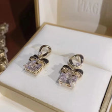 Load image into Gallery viewer, Korean Elegance Silver Needle Square Diamond Rhinestone Bow Earrings for Women Jewelry
